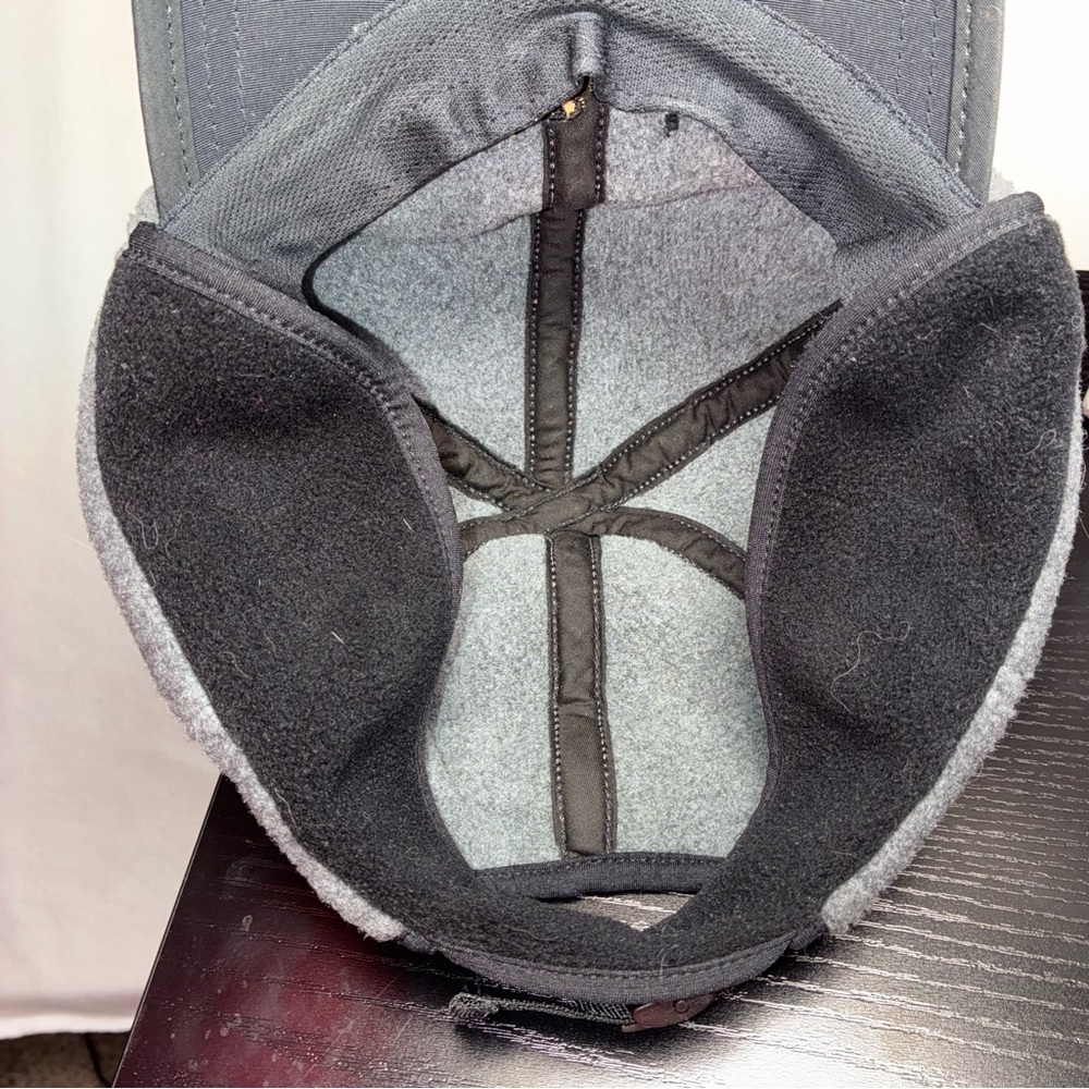 Vintage L.L . Bean Gray Black Fleece Polartec Hat Cap Ear Flaps Size L/XL - Picture 5 of 12